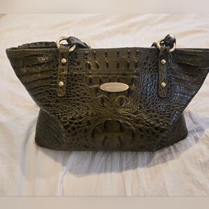 Brahmin Green Embossed Shoulder Bag